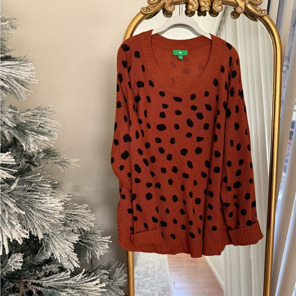 Cozy Rust Polka Dot Sweater